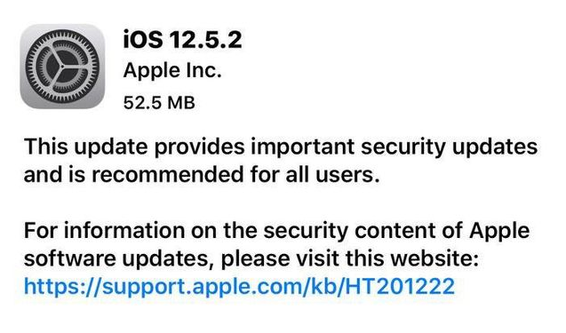雅江苹果手机维修分享iOS12.5.2发布，建议所有老苹果用户安装 